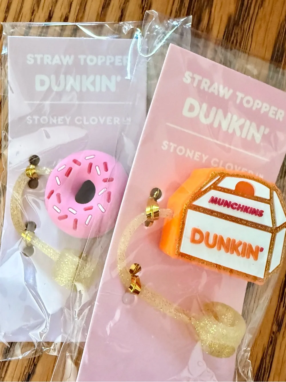 STONEY CLOVER LANE X DUNKIN Straw Toppers - Pink & Orange
